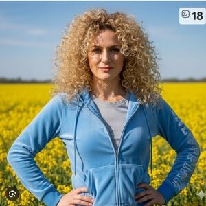 PINK Victoria's Secret BlueVELOUR Zip Up  Hoodie SIZE M